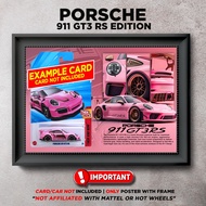 Gambar Frame Diecast Hotwheels Porsche 911 GT3 RS Pink Berserta Poster