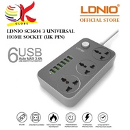 LDNIO 3604 SC3604 / 3412 SC3412 (FAST CHARGE) HOME/OFFICE UK MALAYSIA PLUG EXTENSION SOCKET , 3 UNIV