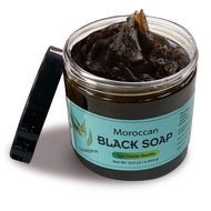 Zakia's Morocco Moroccan Black Soap (Beldi Olive Soap) Reviving Eucalpytus, 100% natural, Body Scrub