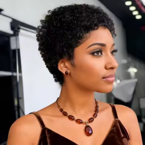 Pixie Cut Wigs with Bangs Human Hair for Women Full Machine Made