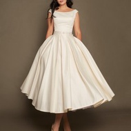 短款緞面婚紗、緞面婚紗、茶長婚紗