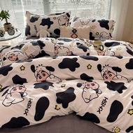 Cartoon Milk Crayon Shin-chan 4 IN 1 Bedding Sets Dormitory Bedroom Comforter Cover Flat Bedsheet Pi