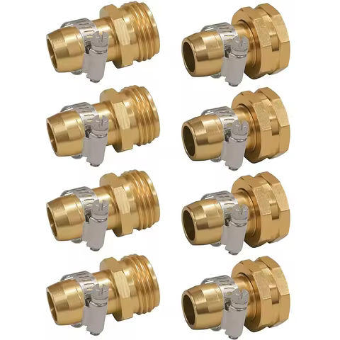 Garden Hose Repair Connector with Clamps, Fit for 3/4" or 5/8" Garden Hose Fitting