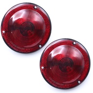 Round Tail Light Red Lens 12V. 2pcs For Jeep Willys CJ3 CJ5 CJ6 4x4 Year 1945 1950 1960 1970 1975