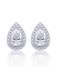 Một cặp bông tai hình quả lê bằng bạc 925 1CT (Tổng trọng lượng là hai) thời trang 100% màu D Moissa