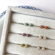 Steel Needle Simple Single Colorful Gemstone Earrings Diamond Earrings Colorful Diamond Earrings Col