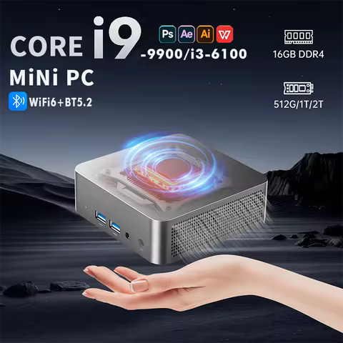 Portable Mini PC Core i9-9900/i3-6100 Gaming Mini PC Windows 11 Pro 16GB DDR4 1TB 2TB M.2 SSD WiFi 6