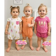 READY (3m up to 18m) ~ Mimi Threads 3in1 Set (2 Rompers + 1 Set)