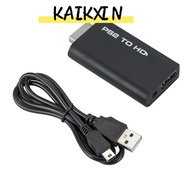 KAIKXIN Converter, Game to HDMI HD Cable Adapter, Portable 480i/480p/576i 3.5mm Audio Output PS2 to 
