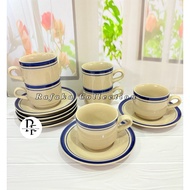 1 Set of Lucky Ceramic Brown Ceramic Cups (6 Cups + 6 Coasters)