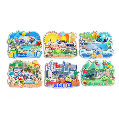 Quito Guayaquil Manta Cuenca Puerto Ayora Banos Ecuador Fridge Magnet Travel Souvenir Gift Handmade