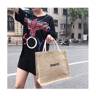 DTN233 [Beautiful type] MERCI sedge beach bag - T6866