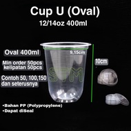 400ml oval plastic Cup with Lid/U Cup/oval Cup plus Flat Lid/Dome/Strawless Thick Lid STM