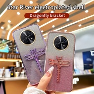 For Huawei Nova 15 Pro Max Case with Gradient 3D dragonfly Stand Bracket Luxury Slim Plating Glitter