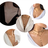 Y-shaped necklace, long Y-shaped necklace with seductive pearls