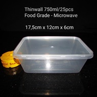Thinwall 750ml Food Container-Food Grade-Microwave isi 25pcs