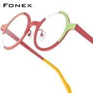 FONEX Pure Titanium Glasses Frame Men 2025 New Fashion Brand Design Vintage Round Eyeglasses Women R
