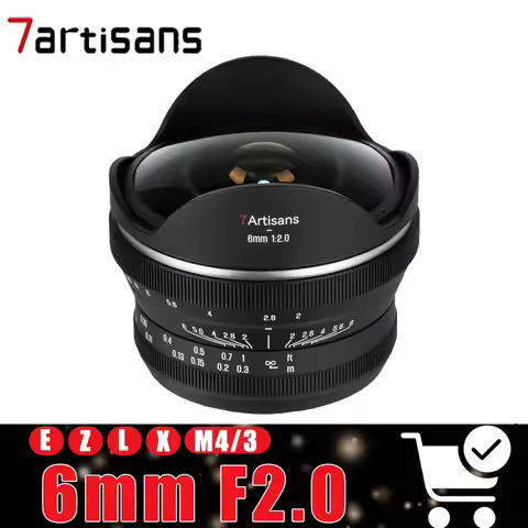 7artisans APS-C 6mm F2.0 Fisheye Lens 220° Ultra Wide Diagonal Fisheye Prime Lens for Sony E Fuji X 