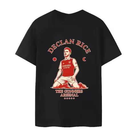 2025 Men's and Women's Fashion Short Sleeve Arsenal Rice Champions League Celebration Cotton Print P
