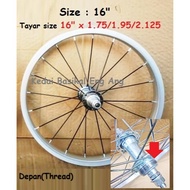 16" Rim Alloy Jejari sesuai  basikal tayar size 16" 20 Holes untuk tayar size 16" x 1.75 16 x 1.95 ,
