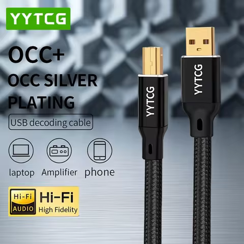YYTCG USB DAC Cable A to B C to B C to C OCC Silver-Plated Gold Plated Shielded Data Cable for DAC A