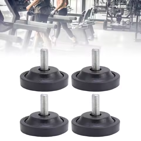 4pcs M10 Thread Screw On Rubber Feet Black Diameter 58mm Adjustable Furniture Levelers Rubber Rubber