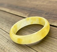 檸檬黃飄花黃龍玉手鐲冰種天然手環