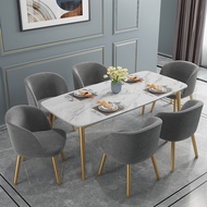 TLQ Dining Table Set Marble Dining Chair Restaurant Table Living Room