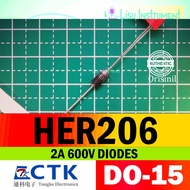 HER206 2A 600V Fast Recovery Diodes DO-15 CTK Electronics