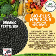 Bio-Plus Organic NPK 8-8-8/NPK 888 Humate Plus Fertiliser/Fertilizer with 2% Magnesium (MgO) - 10% H