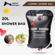 20L Shower Bag Camping Water Bag  Heated PVC Waterproof Storage Water Bag Outdoor Equipment Camp