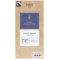 M&amp;S 72% Dark Chocolate 100g x1 Marks and Spencer Fairtrade Snacks