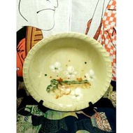 有瑕疵阿嬤的老碗盤早期古早陶手繪花卉梅花碗公不含拍攝座台