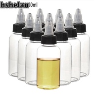 HSHELAN 10PCS Empty Hair Dye Bottle, Plastic Transparent Oil Liquid Dropper Bottles, Portable Twist Cap Bottles Oils 10ml/15ml/20ml Tattoo Pigment Ink Containers