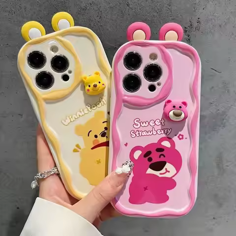 3D Winnie Lotso Bear Ear Cartoon Soft Wave Phone Case for Honor Magic 6 7 Lite X9C X7B X8A X6 X7 C 5