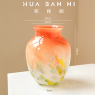 彩色漸變波點琉璃花瓶法式擺件插花復古客廳輕奢琉璃花瓶裝飾擺件