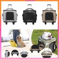 [Kloware2] Rolling Cat Carrier Trolley, Side Pockets Carrying Bag, Pet Rolling Carrier for Puppy, La