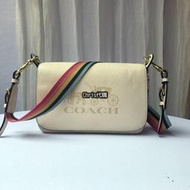 Chris 精品代購 COACH 寇馳 72703 復古寬肩帶白色馬鞍包 翻蓋斜背包 美國代購