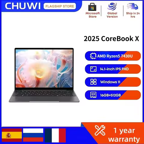 CHUWI CoreBook X Gaming Laptop 14.1 inch 2K IPS Screen AMD R5-7430U 16GB DDR4 RAM 512GB SSD Windows 