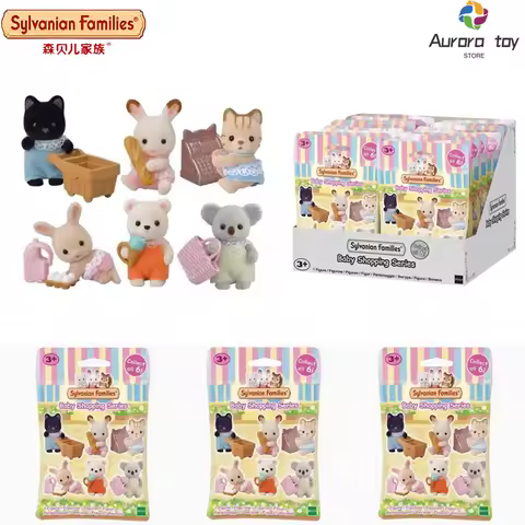 Original Sylvanian Families Shopping Blind Box Ternurines Sylvanian Family Baby Dolls Kawaii Ornamen