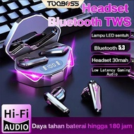 Headset Bluetooth 5.3 Earbud TWS Nirkabel LED Digital Power Display Stereo with 5000 mAh Powerbank