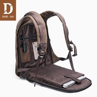 DIDE 2021 Men's Backpack USB Charge 15.6 Laptop Black Back packs Leather Travel Backpack Bag Male Waterproof Vintage Schoolbag