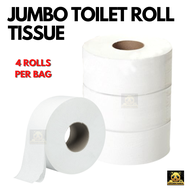 Jumbo Toilet Roll Tissue (JRT) 2ply- 4 Rolls Per Bag