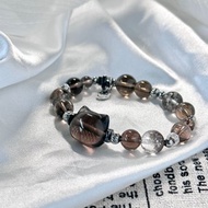 紅茶幽靈咖啡凍招財貓手鍊 - 醫療鋼/冰曜石/紅幽靈/茶晶/笑臉