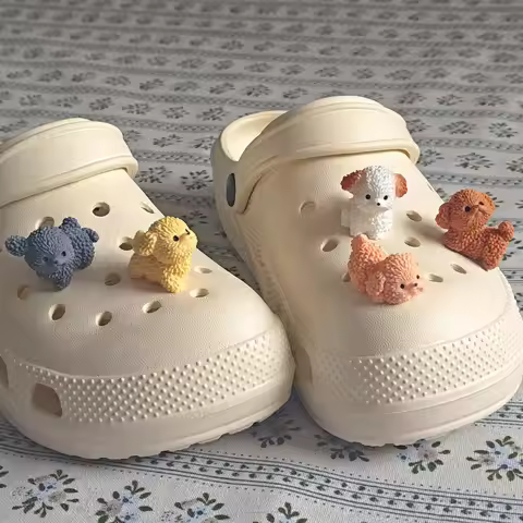 Cute Puppy Shoe Charms for Crocs 3D Bichon Frise Boys Girls Garden Sandals Clogs Pins Decorations Se