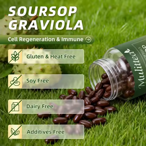 Mulittea Graviola Soursop Extract Capsules Immunity and Digestive Health Support Skin Care Gluten & 