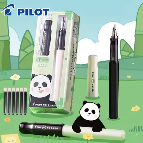 New Japan PILOT Fountain Pen Kakuno Panda Limited Writing FKA-1SR Gift Ink Bag Replaceable Core Kawa