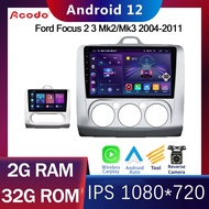 Acodo Android รถวิทยุสำหรับ Ford Focus 2004-2011 2din Android 12 iPS DSP หน้าจอพร้อม RAM 2G 4G ROM 32G 64G แยกหน้าจอ WiFi GPS YouTube ปลั๊กตรงและหน้ากาก