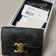 CELINE Triomphe Compact經典LOGO印花信用卡證件名片零錢包