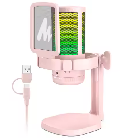 Maono Gamerwave DGM20 USB type-c Microphone with RGB Lights Mute Zero Latency Monitoring Podcasting 